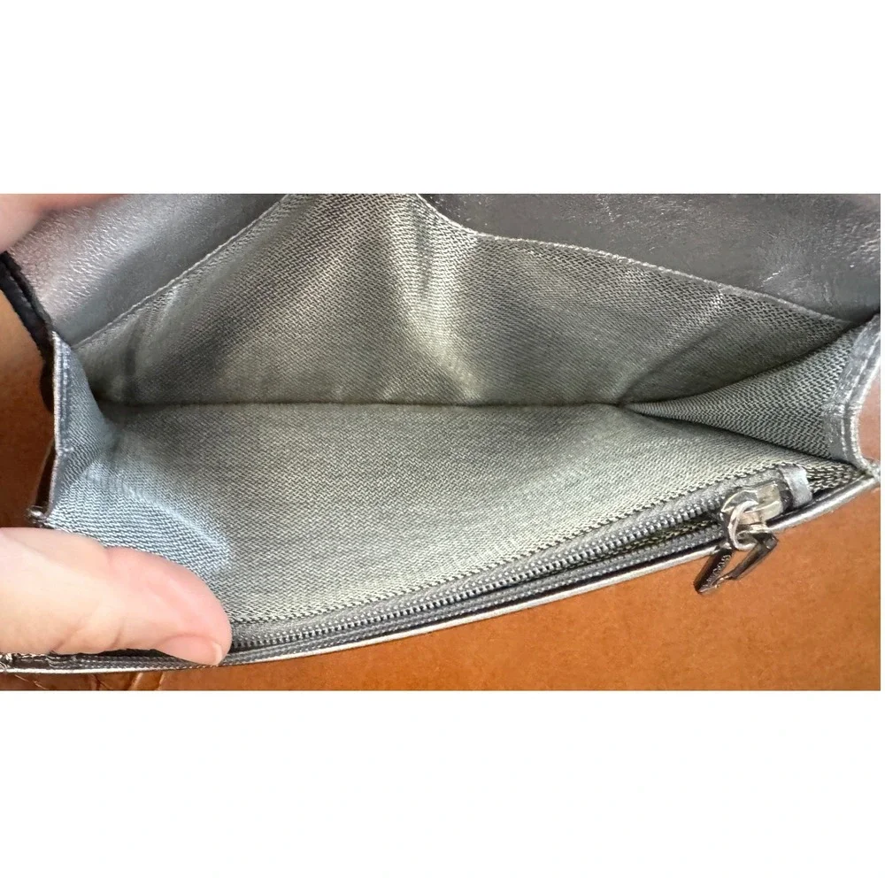 Chanel Black Leather Vertical Stitch Bifold Long Wallet Silver Interior CC Logo